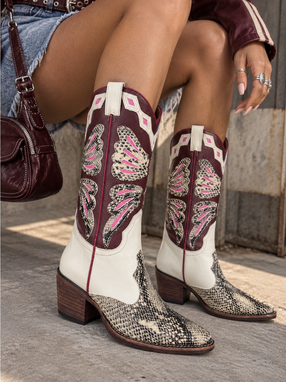 Steve Madden Arroyo butterfly multicolor 
Print Mid Calf Cowgirl Boots NEW 9.5